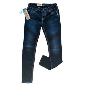 NWT * SILVER JEANS Women’s Mid-Rise Suki Back Flap Pocket Skinny Jeans - Size 30